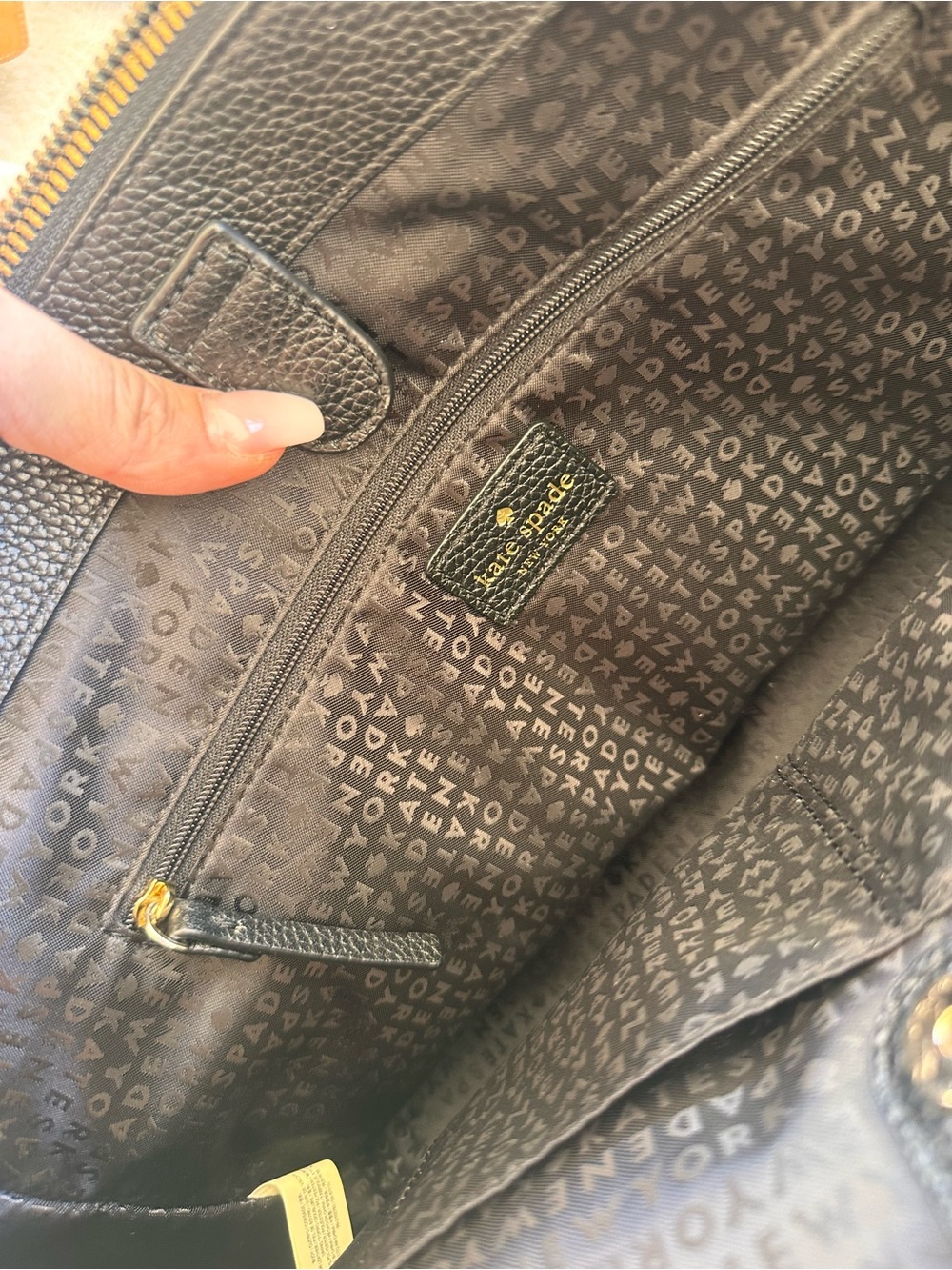 kate spade Black Pebbled Leather Satchel with Gold Logo - Picture 9 of 11